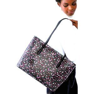 KATE SPADE Tote Schuyler Saffiano Medium Handbag Purse Floral Black NWoT